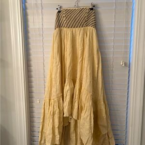 Free People Butter Yellow High-Low Maxi Dress with Beading